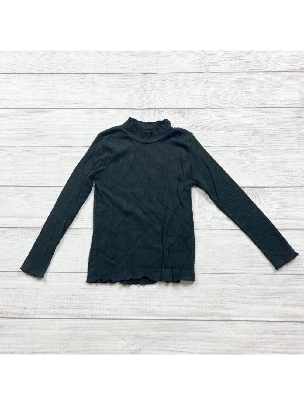 Primark Girls Black Long Sleeve Ribbed Turtleneck Top 7-8